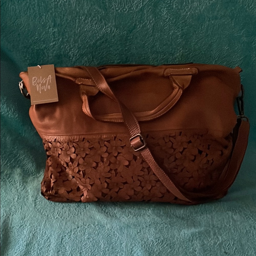 Bolsa Nova Rina Leather Tote Bag - Cognac